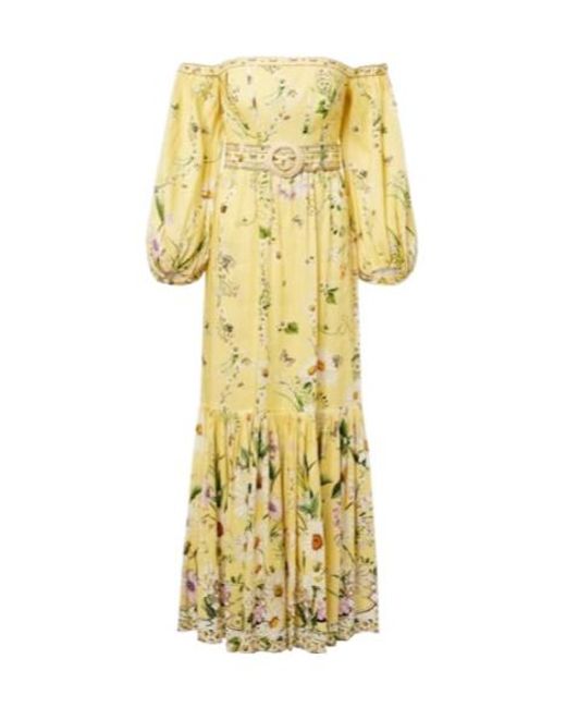Camilla Metallic Floral Linen And Silk Corset Dress