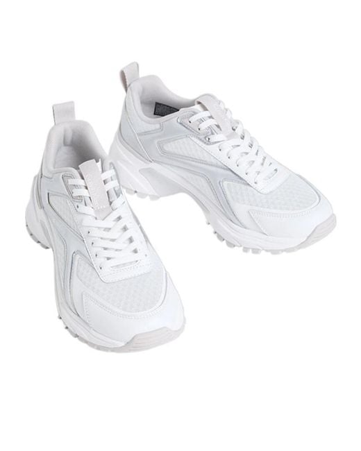 Calvin Klein White Panelled Metallic-Effect Sneakers