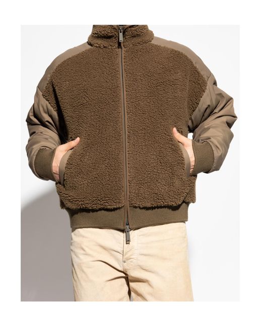 DSquared² Brown Icon Logo High-Neck Fleece Jacket for men