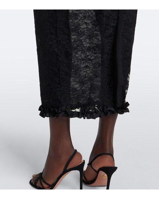 Alessandra Rich Black Bow-Detail Ruffled Lace Cocktail Dress