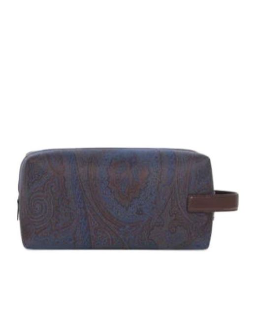 Etro Blue Essential Medium Jacquard Pouch for men