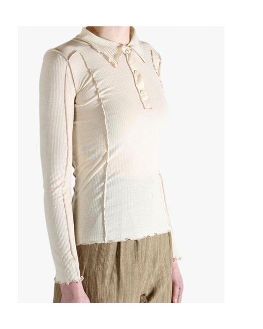 Baserange White Ruffled Polo Shirt