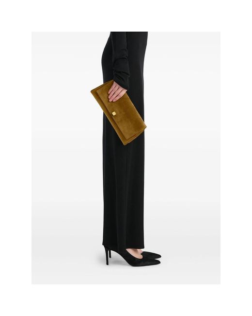 Khaite Brown Audrey Flap Clutch Bag