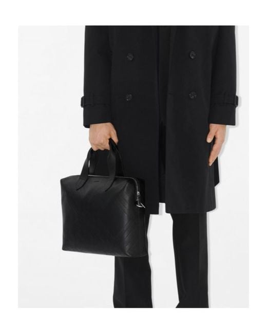 Burberry Black Checked Zip-Around Briefcase for men
