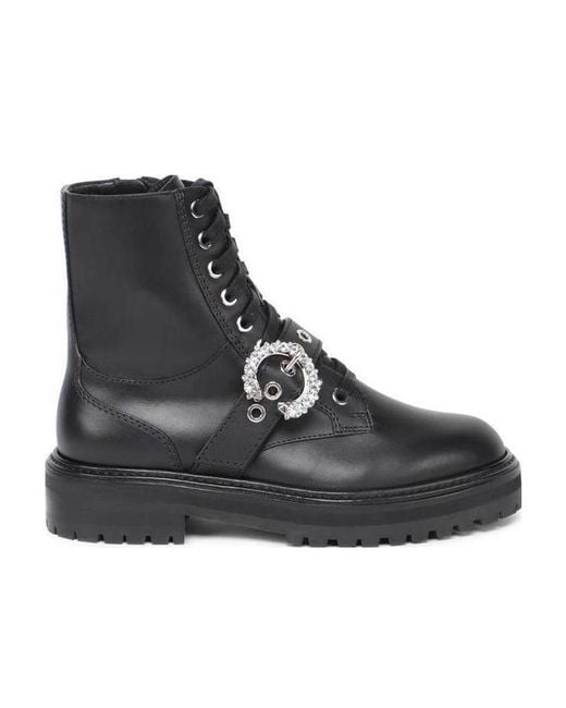 Jimmy Choo Black Cora Crystal-Embellished Ankle Boots