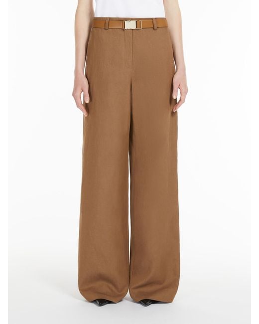 Max Mara Brown Studio Murge Belted Wide Leg Trousers