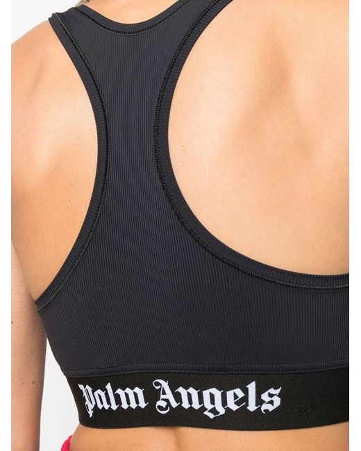 Palm Angels Black Logo-Print Sports Bra