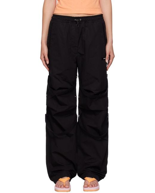 Palm Angels Black Logo-Print Straight-Leg Trousers