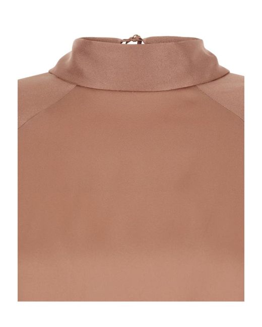 Semicouture Brown Semi Couture Open Back Bow Blouse