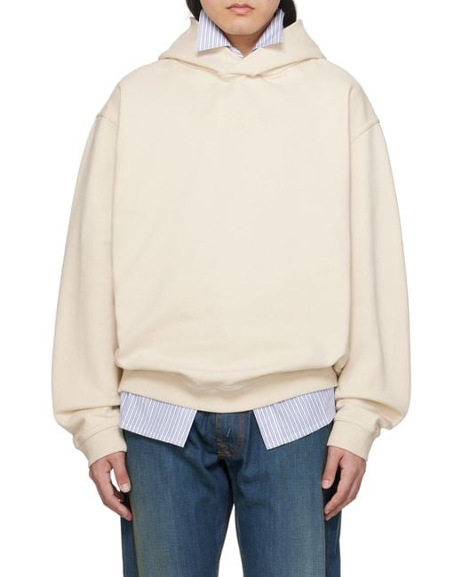 Maison Margiela White Logo-Embroidered Cotton Hoodie for men