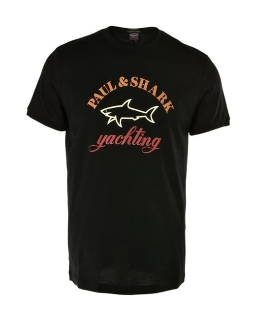 Paul & Shark Black Logo Pattern T-Shirt for men