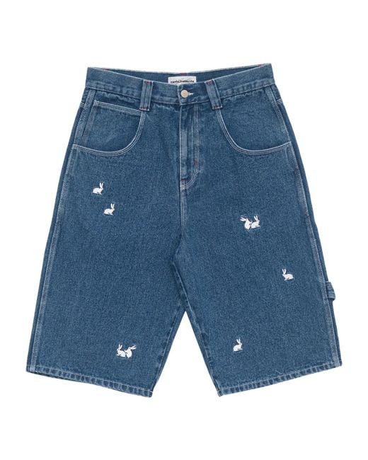 Carne Bollente Blue Denim Shorts With Belt Loops for men