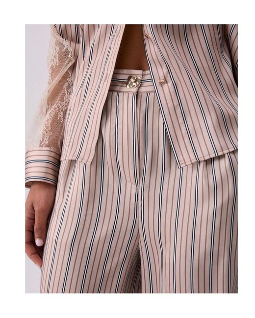 Liu Jo Natural Striped Trousers