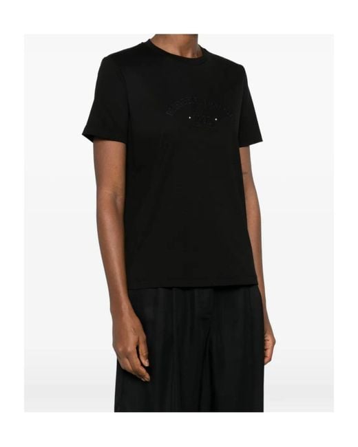 Elisabetta Franchi Black Logo Detailed Crewneck T-Shirt