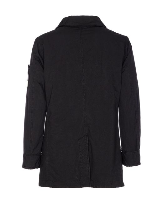 Stone Island Blue Button-Fastening Patch-Pocket Jacket for men