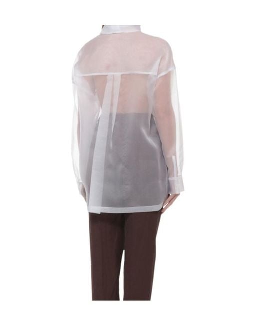 P.A.R.O.S.H. White P.A.R.O..H. Shake Ruffled Front Shirt