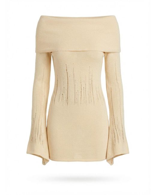AYA MUSE Natural Deva Off-Shoulder Knitted Mini Dress