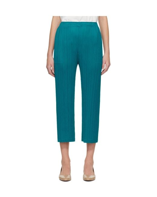 Pleats Please Issey Miyake Blue Pleated Casual Pants