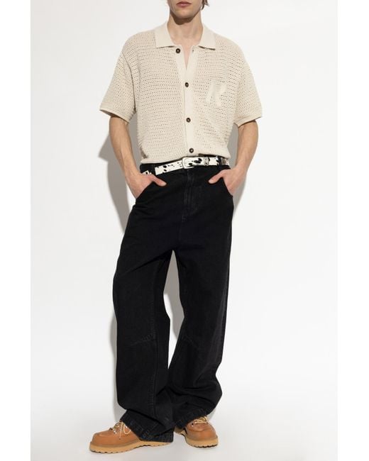 Represent Natural Crochet Short Sleeve Cardigan for men