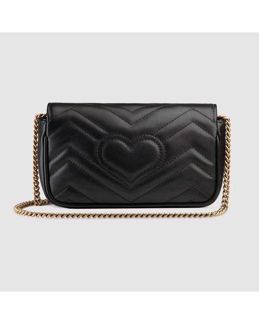Gucci Black Gg Marmont Matelassé Super Mini Bag