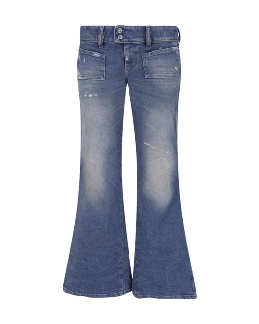 DIESEL Blue Flared Distressed Jeans