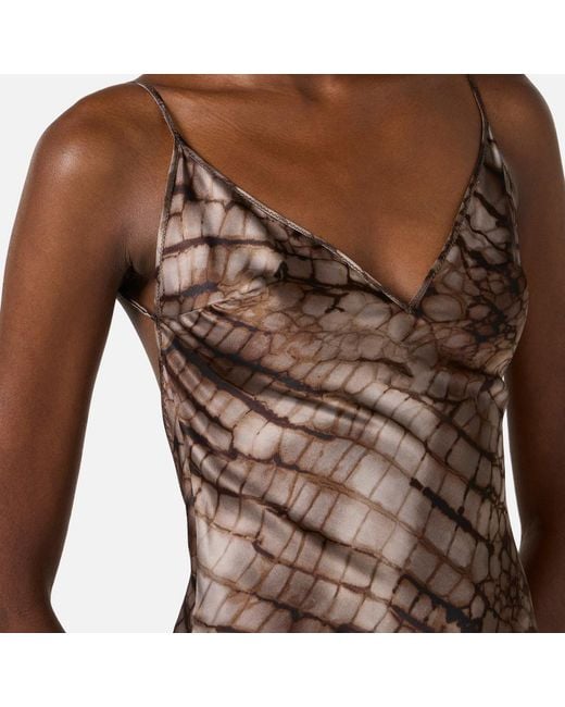 Elisabetta Franchi Brown Alligator Printed Carpet Dress