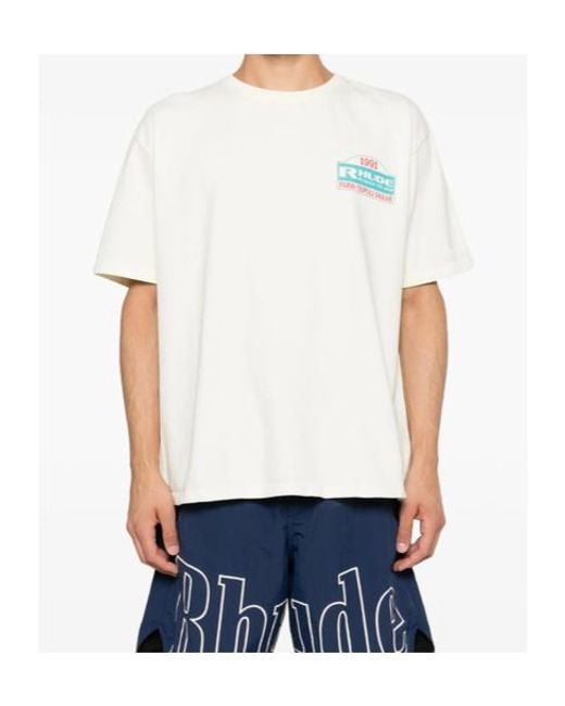 Rhude White Short-Sleeved Crewneck T-Shirt for men