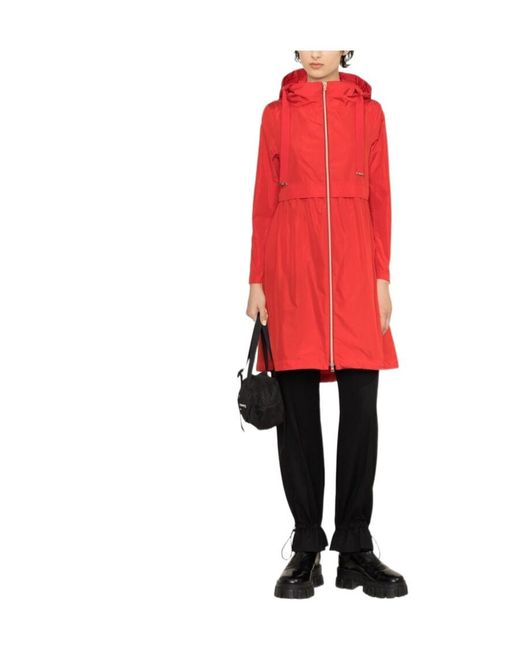 Herno Red Hooded Long Coat