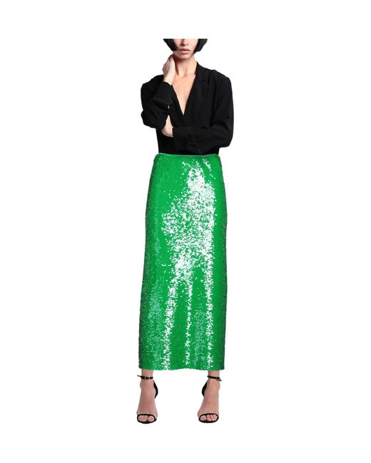 Tory Burch Green Solid-Color Sequined Tulle Dress