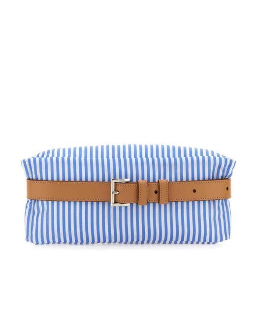 Prada Blue Striped-Pattern Belt Bag for men