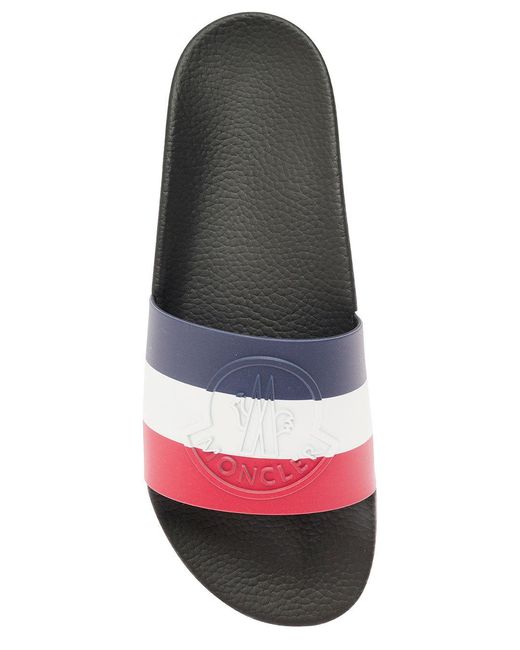 Moncler Brown Basile Logo Embossed Slides for men