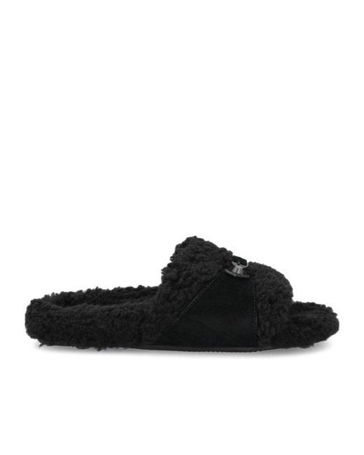 Balenciaga Black Faux Fur Slides