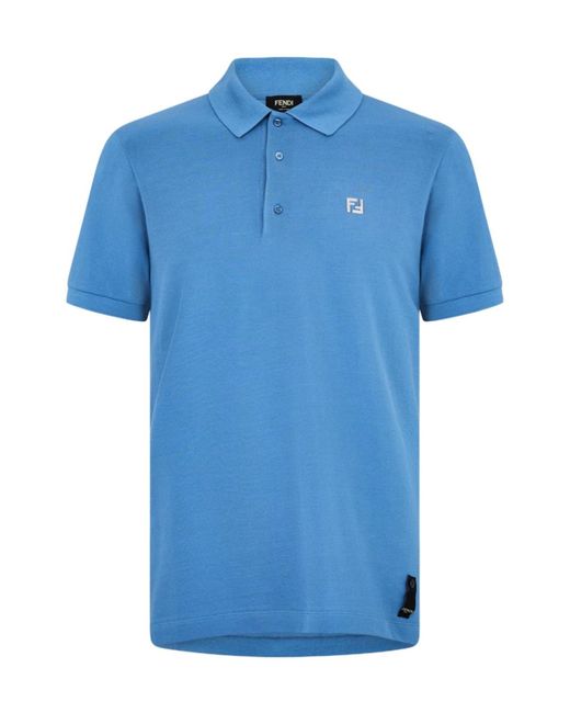 Fendi Blue Metall Ff Polo Sn52 for men