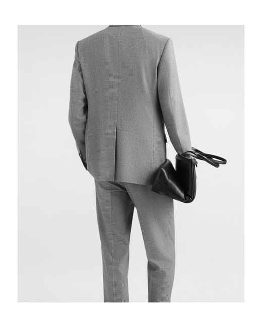 Dolce & Gabbana Gray Double-Breasted Houndstooth Tailored Jacket for men