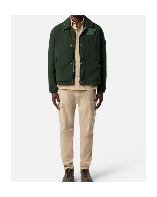 Stone Island Green Long-Sleeved Casual Jacket for men