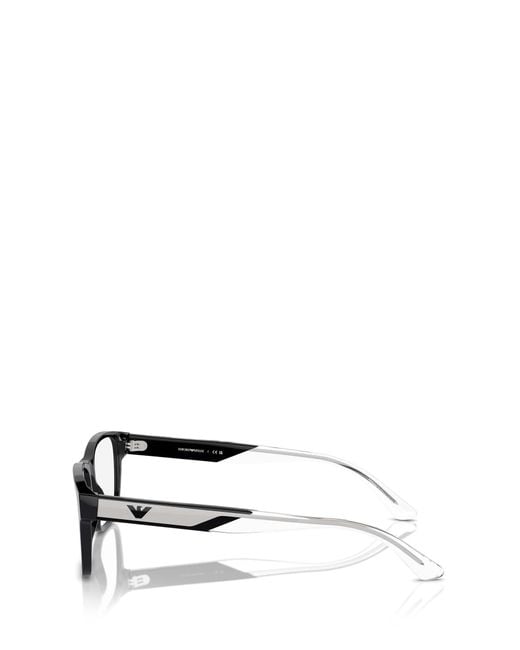 Emporio Armani White Rectangular Frame Glasses for men