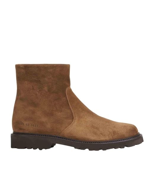 Common Projects Brown Round Toe Ankle Boots for men