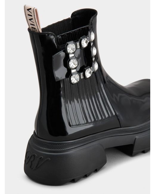 Roger Vivier Black Buckle Embellished Ankle Boots