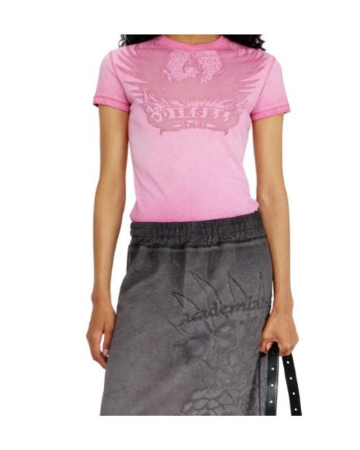 DIESEL Pink Dévoré Phoenix Slim Fit T-Shirt
