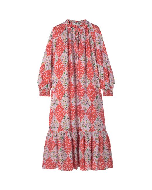 Diane von Furstenberg Red Long-Sleeved Dress