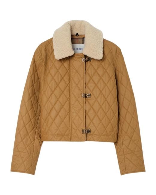 Burberry Brown Shearling Collar Quilted Howle Jacket