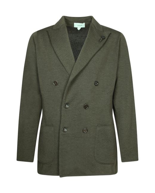Lardini Green Double-Breasted Tailored Blazer for men