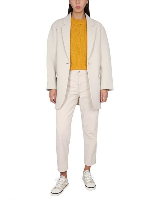Isabel Marant White V-Neck Single-Button Coat
