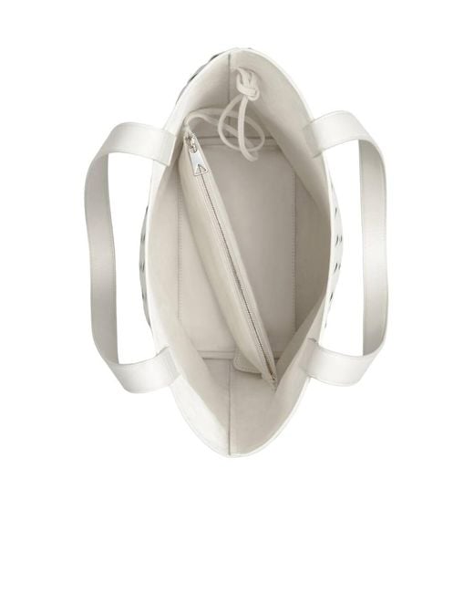 Bottega Veneta White Small Intrecciato North-South Tote