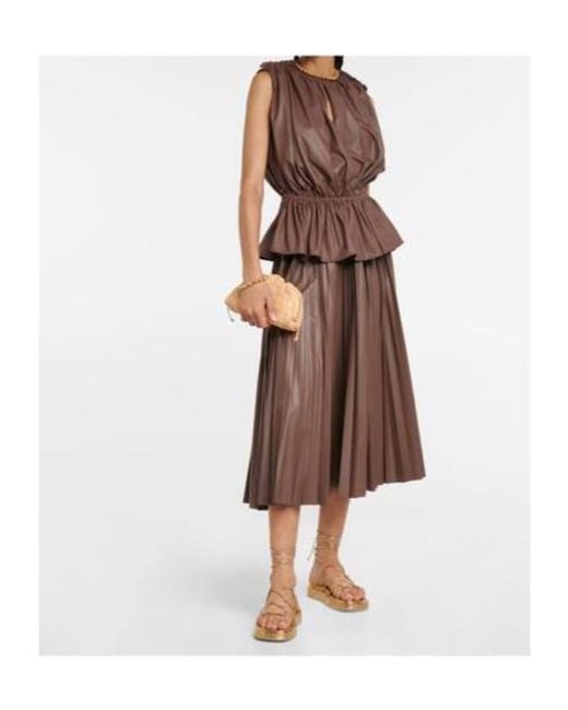 Altuzarra Brown Sif Pleated Faux Leather Maxi Skirt