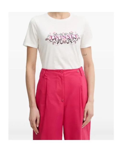 Twinset White Floral-Patterned T-Shirt