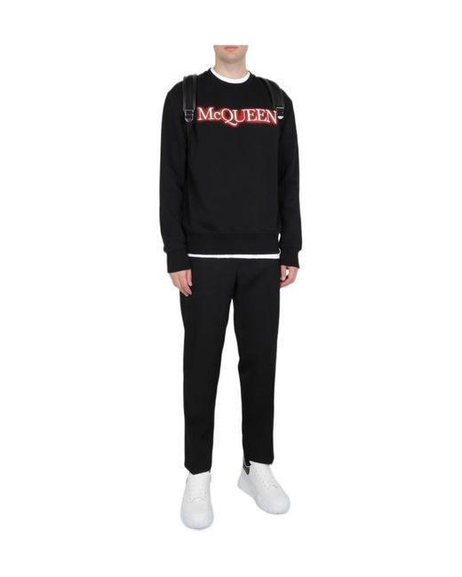 McQueen Black Logo Printed Crewneck Sweatshirt for men