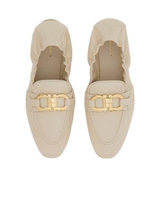 Ferragamo White Stretch Loafers
