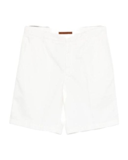 Zegna White Belt-Loop Shorts for men
