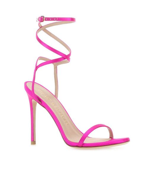 Stuart Weitzman Pink Logo High-Heeled Sandals